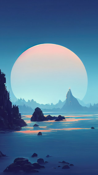 Sea Full Moon Scenery Digital Art 4k Wallpaper iPhone HD Phone 4500h
