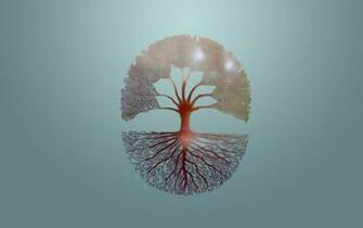 Branches And Roots Of A Tree Gray Background Wallpaper