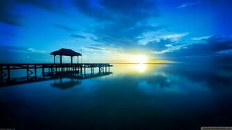Wonderful Blue Sea HD Sunset Wallpaper