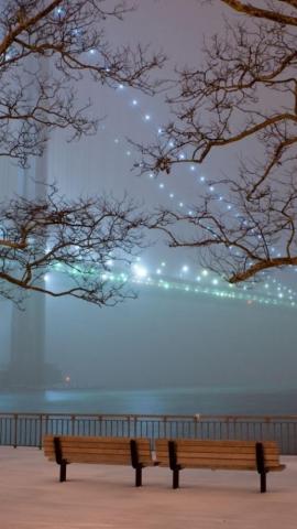 San Francisco Bridge Snow Bench iPhone 5s Wallpaper