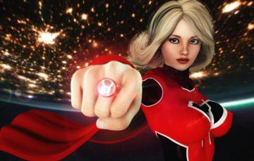Wallpaper Red Girl Supergirl Ring Planet Graphic Flashlight