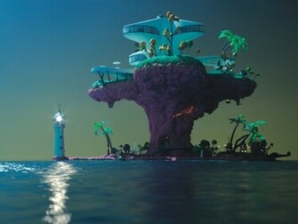 Gorillaz Plastic Wallpaper Beach