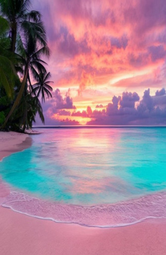 Pink Beach Sunset Wallpaper