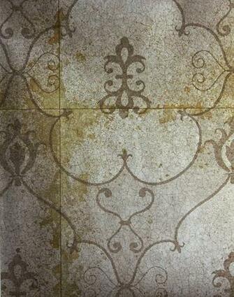 Rococo Mirror Wallpaper Pewter Imitating Antique With