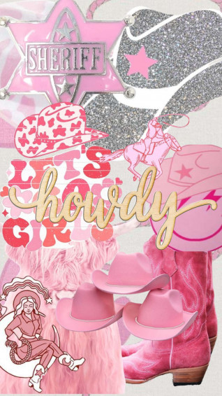 Pink Cowgirl Aesthetic Collage Wallpaper
