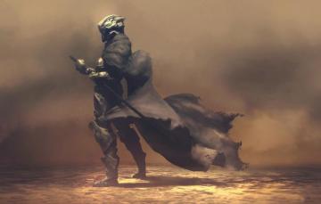 Wallpaper Fiction Sword Warrior Cloak Render Hq