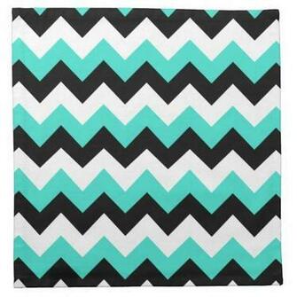 Turquoise Black And White Chevron Cloth Napkins