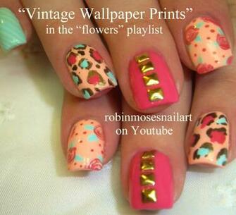 Robin Moses Nail Art Vintage Wallpaper Print Nails