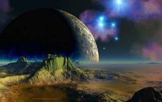 Cool High Resolution Sci Fi Background Of A Moon Setting On An Alien