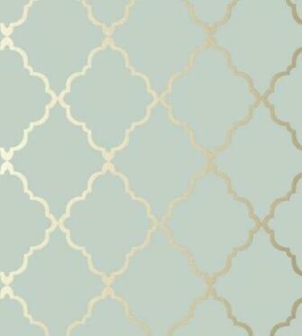 Klein Trellis Metallic Gold On Aqua Wallpaper Seraphina