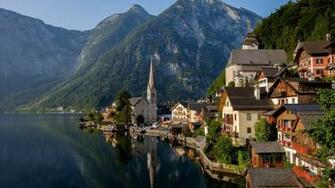Wallpaper Austria Lake Hallstatt Alps HD