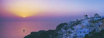 Dual Monitor Santorini Wallpaper HD Background