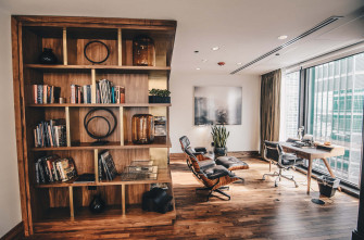 Wooden Book Shelves 4k Office Background Wallpaper