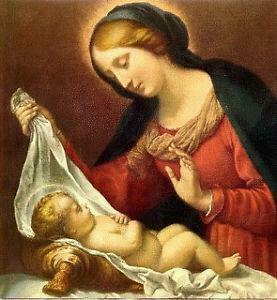 Art On Silk Mother Mary And Baby Jesus Warm Tones Russet