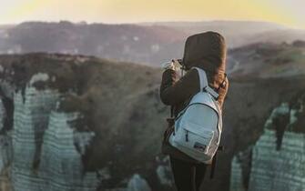 Wallpaper Man Tourist Backpack Mountains