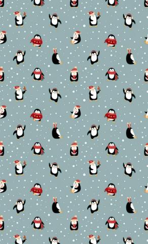 Penguin Blue Grey Background Cute Winter Wallpaper Aesthetic