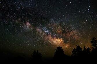 Night Space Milky Way Trees Shadows Wallpaper Photos Pictures