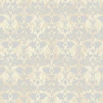 Cream And Silver Drybrush Damask Wallpaper Wall Sticker Outlet