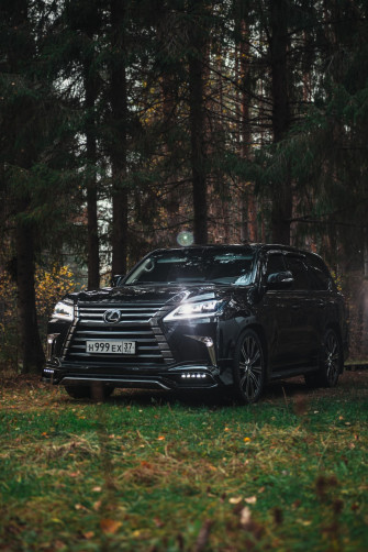 Black Mercedes Benz C Class Parked On Green Grass Field Photo