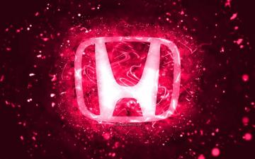 Wallpaper Honda Pink Logo 4k Neon Lights