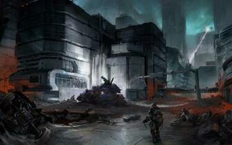 Halo Video Games Concept Art Buildings City Soldier HD Wallpaper X02