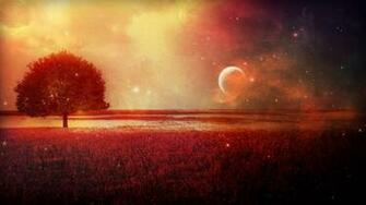 Artwork Fantasy Art Concept Field Red Moon