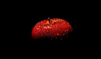 Fresh Red Apple Macro Black Background Wallpaper