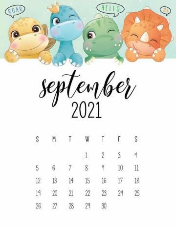 Dinosaurs September Calendar Wallpaper