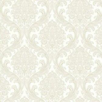 White Silver Gg4748 Architectural Damask Wallpaper Traditional