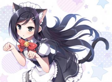 Konachan Animal Ears Apron Bell Black Eyes Hair