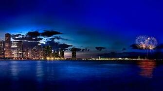 Navy Pier Fireworks From Adler Planetarium In Chicago Illinois
