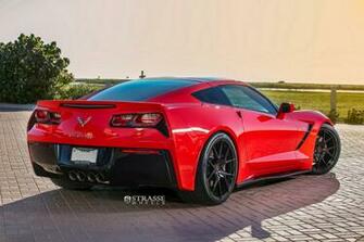 Red Corvette C7 Stingray With Sm5r Strasse Wheels Car Wallpaper