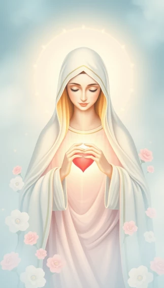Mother Mary Heart Mobile Wallpaper