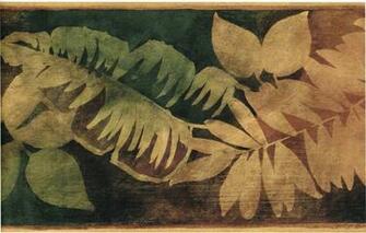Tropical Shimmer Gold Brushed Green Palm Banana Leaf Leave Wall Paper