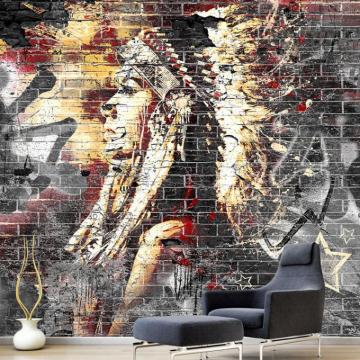 Custom Wallpaper Murals 3d Graffiti Art Wood Grain Brick Wall