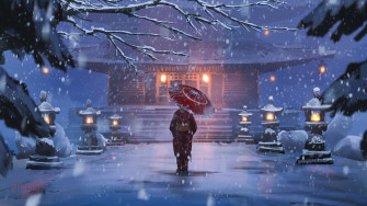 Winter Kimono Anime Girl Art Wallpaper iPhone Phone 4k 4070e