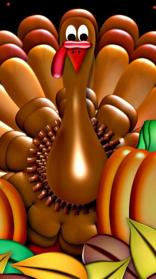 A Turkey Is Surrounded By Pumpkins And Other Autumn Decorations In This Wallpaper
