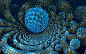 Blue Fractal Orbs Wallpaper 3d