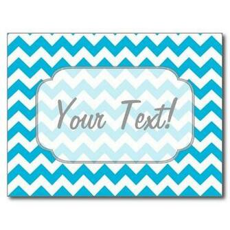 Custom Monogram With Blue Chevron Background Postcard