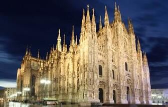 Wallpaper Lights Cathedral Italy Night Italia Milan Milano