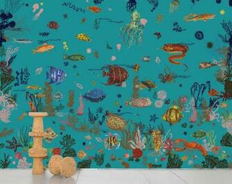 Wallpaper Nathalie L T Sous La Mer Blue Domestic
