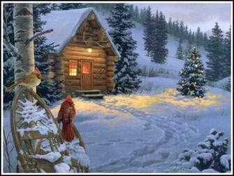 Christmas Snow Scenes Grasscloth Wallpaper