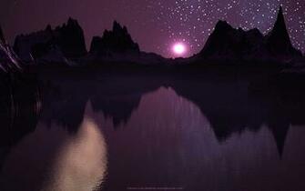 Background Landscape Fjord Midnight Purple Desktops Wallpaper