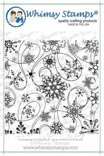 Snow Flurry Background Rubber Cling Stamp With Image Whimsy