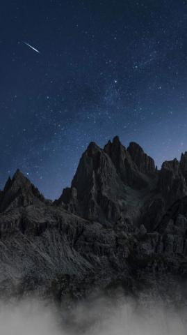 Black Mountains Starry Sky iPhone Wallpaper