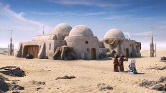 Star Wars Desert Robot Cartoon Wallpaper