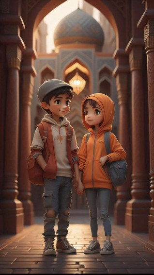 Cool Wallpaper In Cute Couple Cartoon