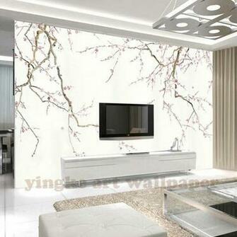 Custom 3d Poster Photo Wallpaper Beige Back HD Plum Blossom Image