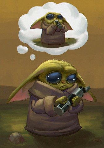 Baby Yoda Cartoon Wallpaper