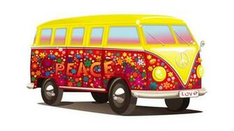 Hippie Vehicles Vector White Background Peace Sign Wallpaper